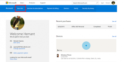 Cara menukar alamat e-mel Utama Akaun Microsoft untuk Windows 10