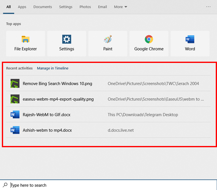 Désactiver la recherche Bing dans le menu Démarrer de Windows 10