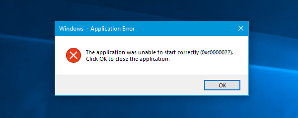 Приложението не можа да се стартира правилно (0xc0000022) при отваряне на приложения на Adobe