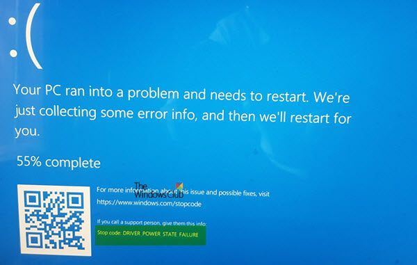 Correction de l'erreur DRIVER POWER STATE FAILURE sur Windows 10