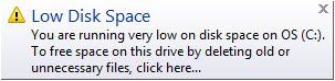Как отключить сообщение о нехватке места на диске в Windows 10