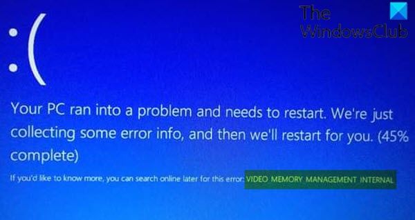 Åtgärda VIDEO MEMORY MANAGEMENT INTERNAL Blue Screen-fel på Windows 10