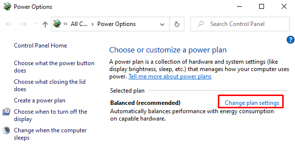 Променете лаптоп LID OPEN ACTION в Windows 10