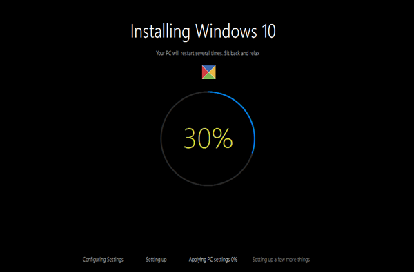 Update of installatie van Windows 10 loopt vast