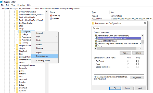 Le service client DHCP donne une erreur d'accès refusé dans Windows 10