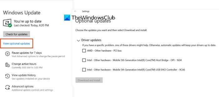 Как да инсталирам актуализации на драйвери и по избор в Windows 10
