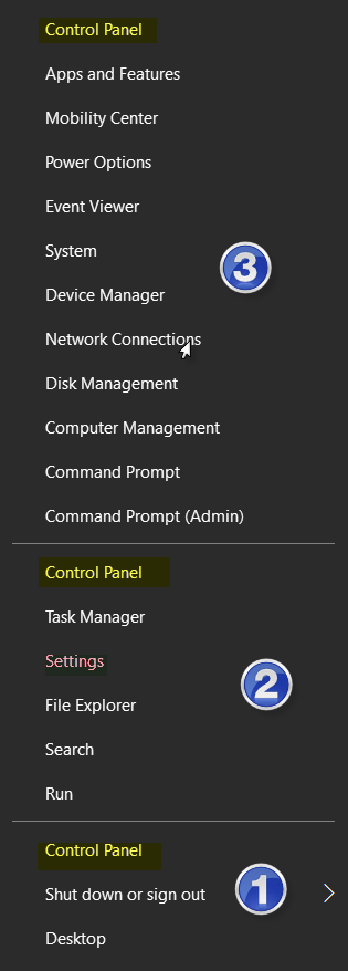 Comment afficher le panneau de configuration dans le menu WinX de Windows 10