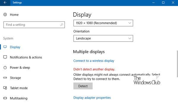Hindi matukoy ng Windows 10 ang pangalawang monitor