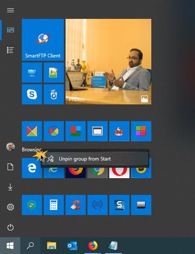 Cómo desanclar un grupo de mosaicos o carpetas del menú de inicio de Windows 10