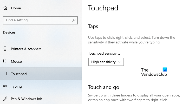 Paano baguhin ang sensitivity ng touchpad sa Windows 10