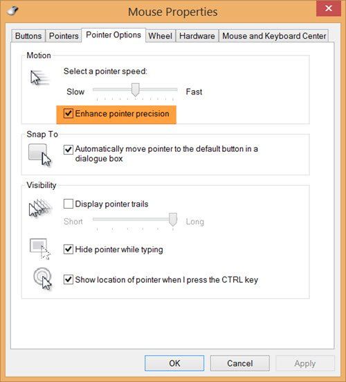 Devez-vous désactiver la précision du pointeur d'amélioration de la souris dans Windows 10?