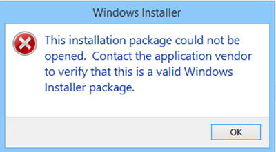 Šai instalācijas pakotnei neizdevās atvērt ziņojumu operētājsistēmā Windows 10