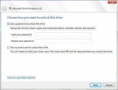 विंडोज 7 में जाने के लिए BitLocker के साथ USB फ्लैश ड्राइव को एन्क्रिप्ट करें