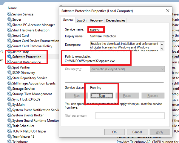 Service de plate-forme de protection logicielle Microsoft Sppsvc.exe