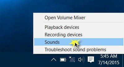 disattivare i suoni di sistema di Windows 10