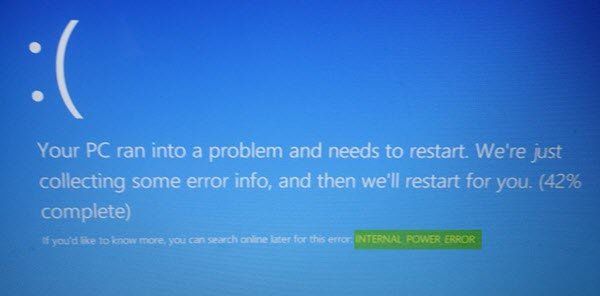 Perbaiki layar biru INTERNAL_POWER_ERROR di Windows 10