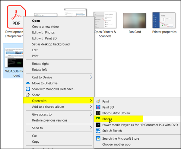 De Windows 10 Foto's-app gebruiken om een ​​screenshot als pdf op te slaan