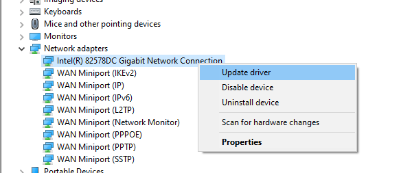 I-update ang mga driver ng network sa Windows 10