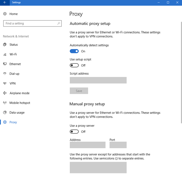 Cómo configurar los ajustes del servidor proxy en Windows 10
