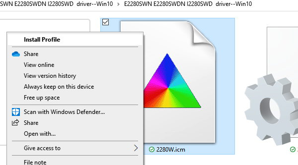 Installige ICM-i värviprofiil Windows 10-s