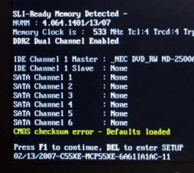 Oprava chyby kontrolného súčtu CMOS pre počítače so systémom Windows