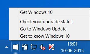 L'icône Obtenir l'application Windows 10 est manquante ou ne s'affiche pas dans la barre des tâches de Windows 8.1 / 7