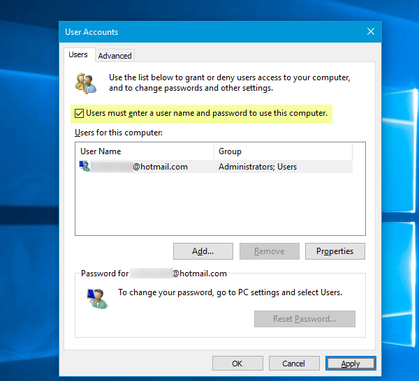 Oturum açma ekranı, Windows 10 Fall Creators Update