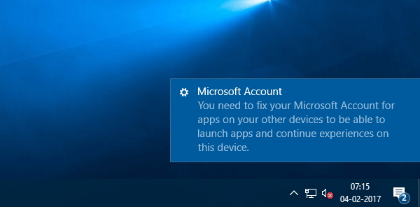 Vous devez corriger l'erreur de votre compte Microsoft pour les applications dans Windows 10