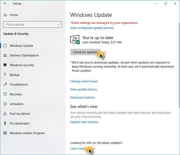 Kuidas kontrollida värskendusi Windows 10-s