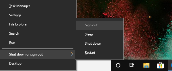 Método abreviado de teclado del menú de encendido para salir de Windows 10