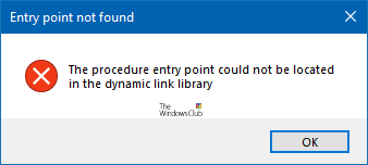 Le point d'entrée de la procédure ne peut pas être localisé dans la bibliothèque de liens dynamiques