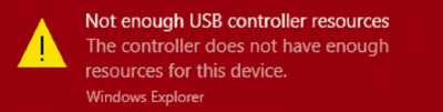 పరిష్కరించండి విండోస్ 10 లో తగినంత USB కంట్రోలర్ వనరుల లోపం లేదు