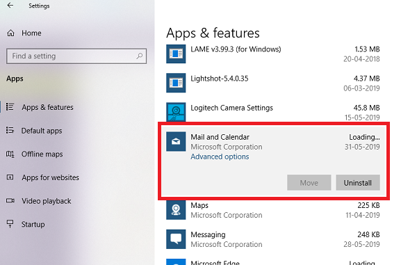 atinstalējiet lietotni Mail operētājsistēmā Windows 10, izmantojot iestatījumus