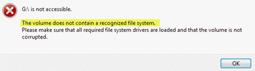 Svazek neobsahuje zprávu o rozpoznaném systému souborů ve Windows 10