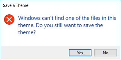 Windows ei löydä yhtä tämän teeman tiedostoista