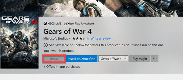 Le bouton d'installation est grisé pour certaines applications ou certains jeux dans le Microsoft Store.