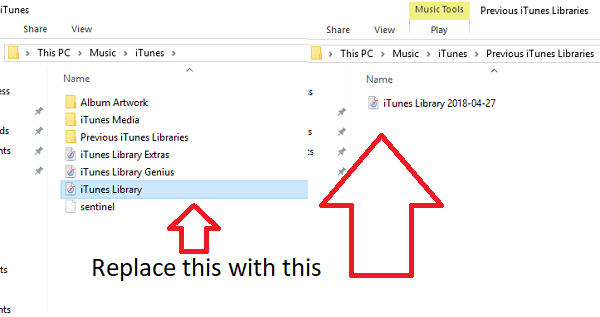 Zamijenite staru iTunes knjižnicu s prethodnom verzijom