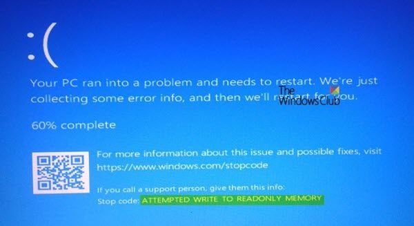 Ispravite ATTEMPTED_WRITE_TO_READONLY_MEMORY plavi zaslon u sustavu Windows 10