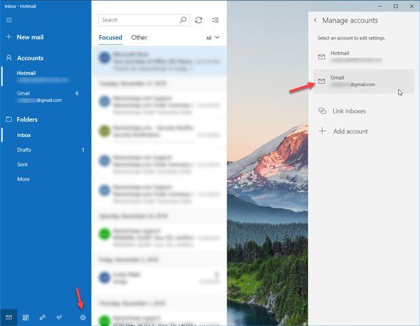 Windows 10의 메일 앱에서 이메일 계정을 삭제하는 방법