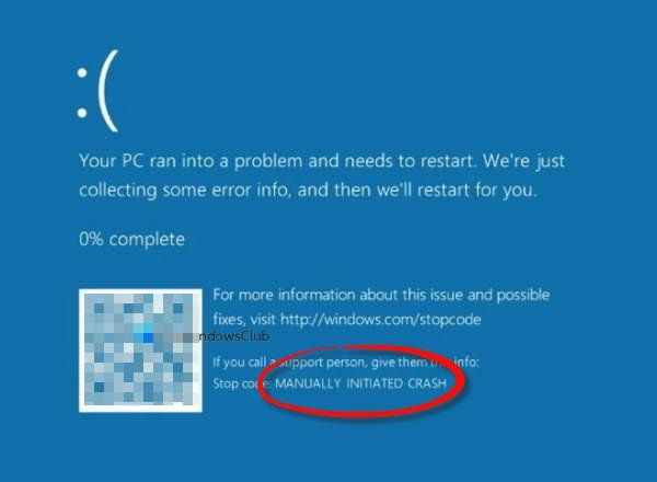 Kā piespiest zilo nāves ekrānu operētājsistēmā Windows 10