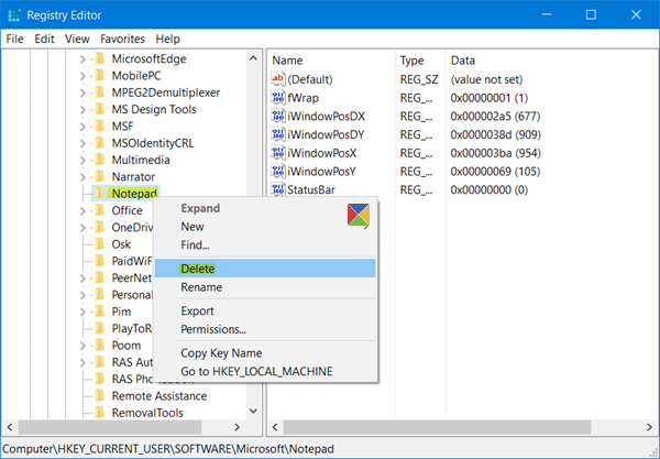 Kā atiestatīt Notepad noklusējuma iestatījumus operētājsistēmā Windows 10