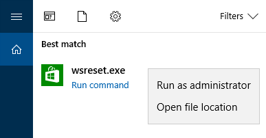 Očistite predmemoriju Windows trgovine s WSReset.exe