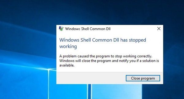 La DLL commune de Windows Shell a cessé de fonctionner