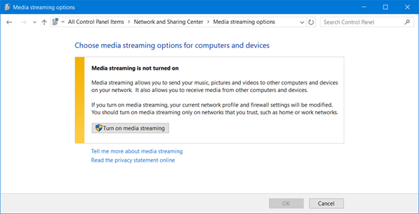 Ako zmeniť počítač so systémom Windows 10 na streamovací server DLNA