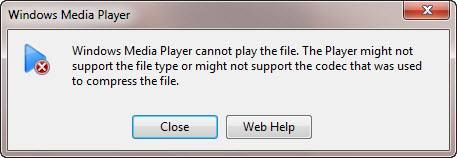 Windows Media Player tidak dapat memainkan fail