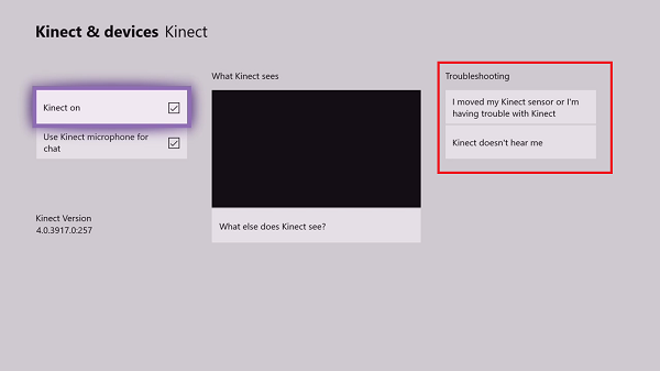 Vérifiez si Kinect est activé sur Xbox One