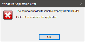 إصلاح: خطأ في تهيئة التطبيق (0xc0000135) في نظام التشغيل Windows 10.