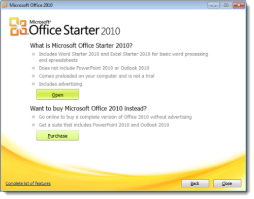 Office Starter 2010:n käyttäminen Windows 8:ssa
