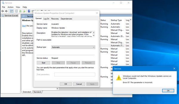 Windows tidak boleh memulakan perkhidmatan Windows Update pada komputer tempatan