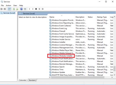 Trabajador de instalación de módulos de Windows Alto uso de CPU y disco en Windows 10